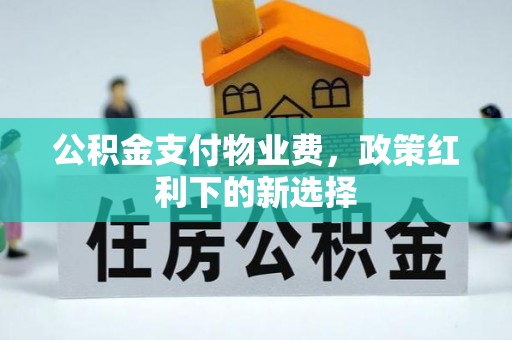 恩阳公积金支付物业费，政策红利下的新选择